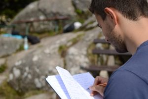 planning a small creative project in a notebook